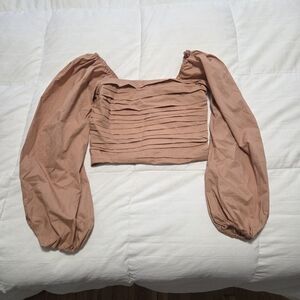 NWT Abercrombie & Fitch Women's Orange Puff Sleeve Cropped Blouse